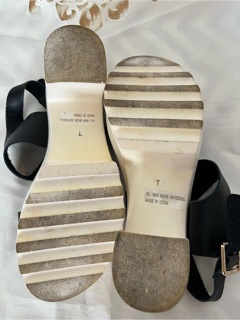 Refresh Black Platform Sandals with White Sole
